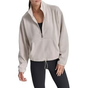 DKNY Half-Zip Logo Pullover Cropped relaxed Fit Pocket Medium